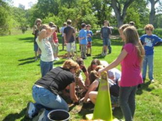 kids playing games and working together